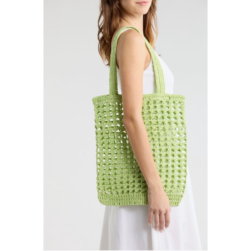 $98 NWT Collection XIIX Straw Tote Bag Lime